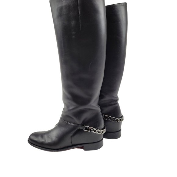 Christian Louboutin Calfskin Cate Chain Flat Tall Boots - Picture 4 of 13